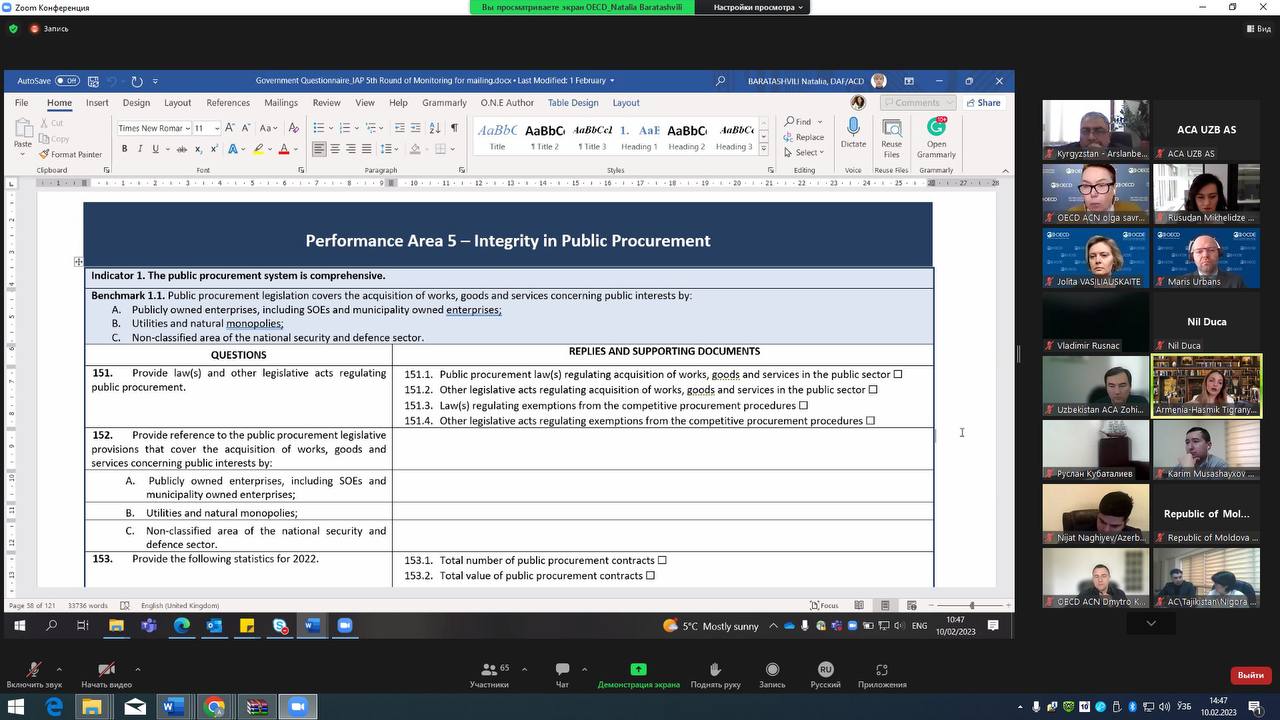 Истанбул ҳаракатлар режаси доирасида ўтказиладиган 5-раунд мониторингига тайёргарлик кўриш учун тренингларда иштирок этилди